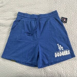 MLB LA Dodgers shorts baseball fleece blue elastic stretch medium new